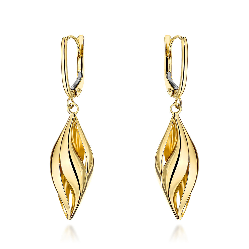 Cercei Aur 14K Ondulați Pendulari