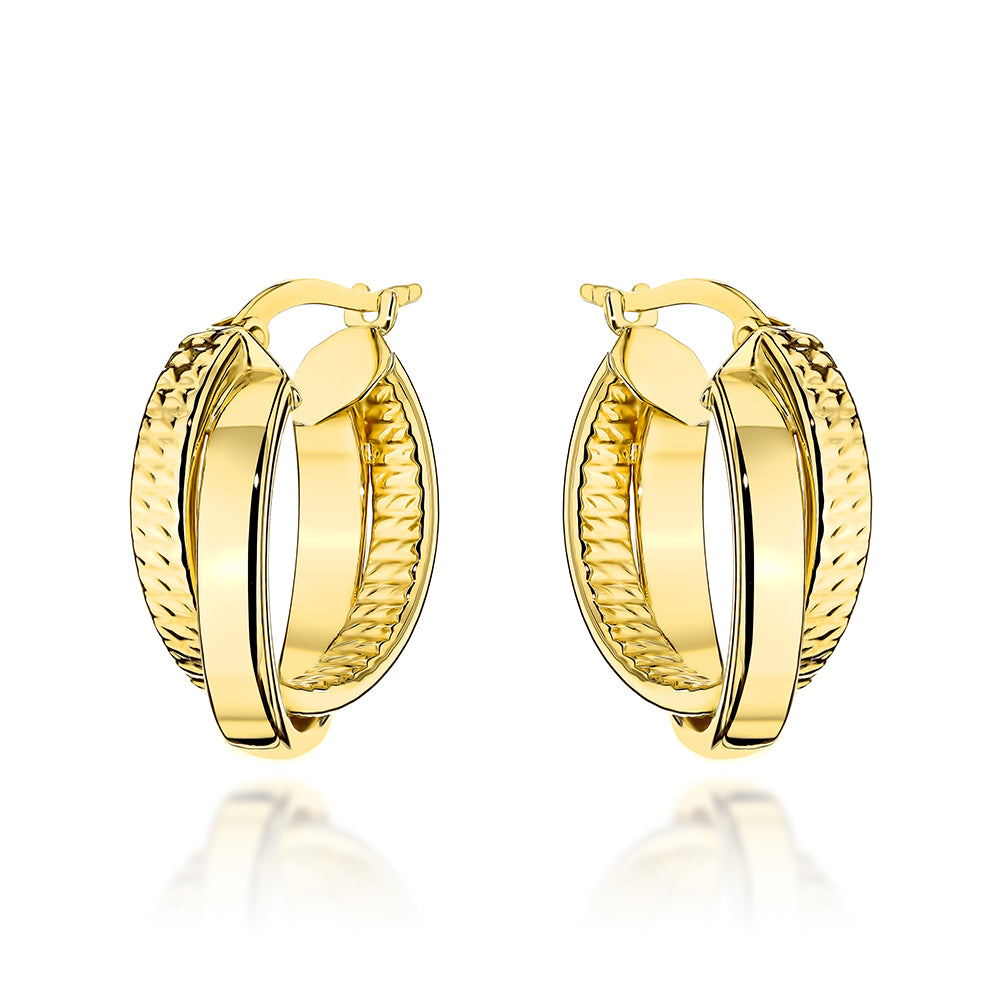 Cercei Aur 14K Dubli, Cercuri Netede și Diamantate