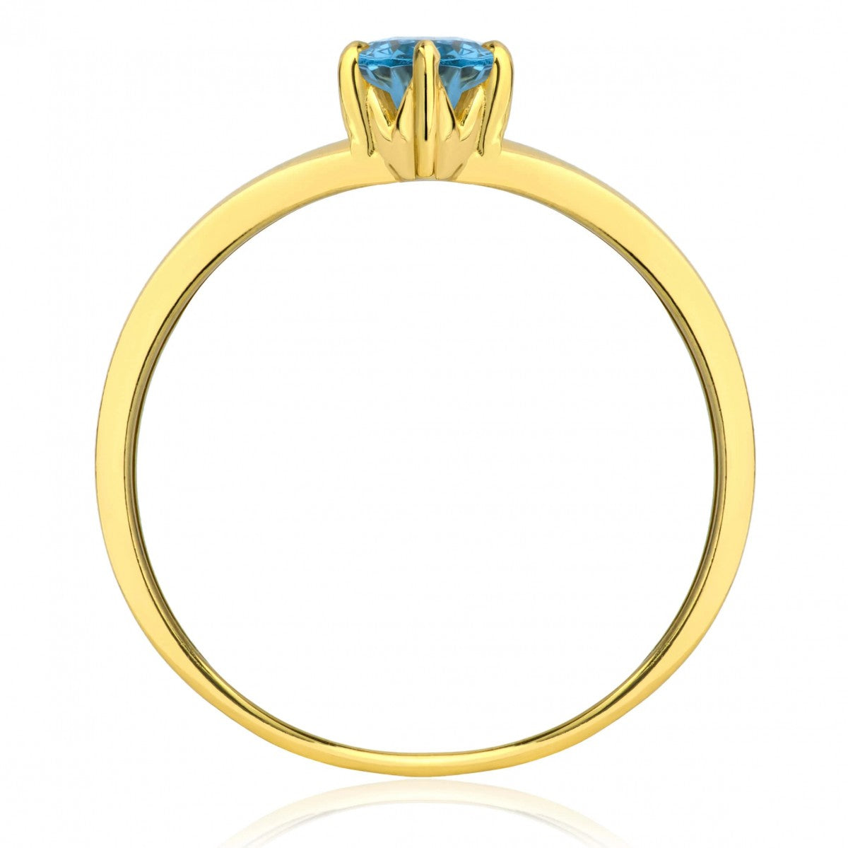 Inel Aur 8K Cu Piatră Albastră Ovală