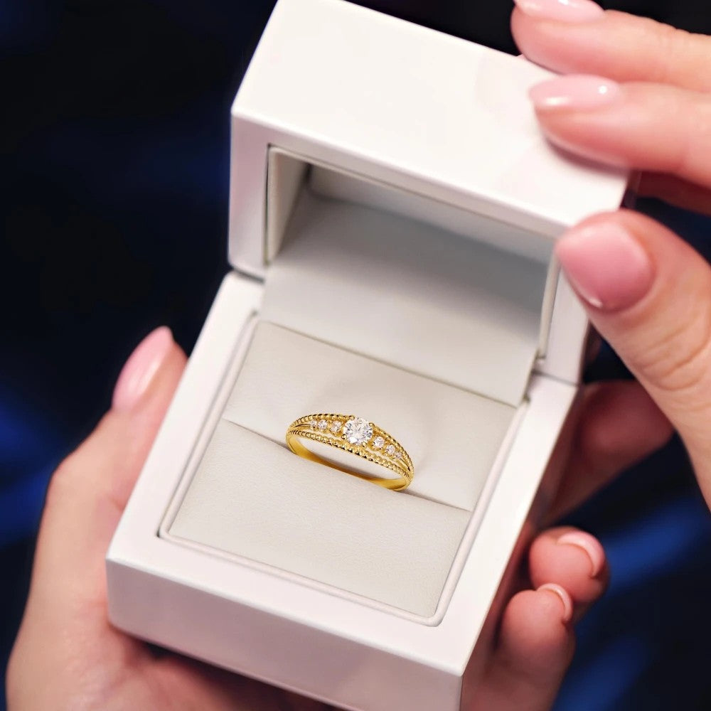 Inel Delicat Aur 8K cu Zirconii