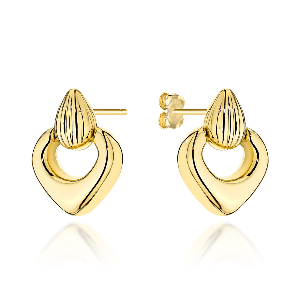 Cercei Aur 14K Lacrimă Sculptată cu Lacrimă Mobilă