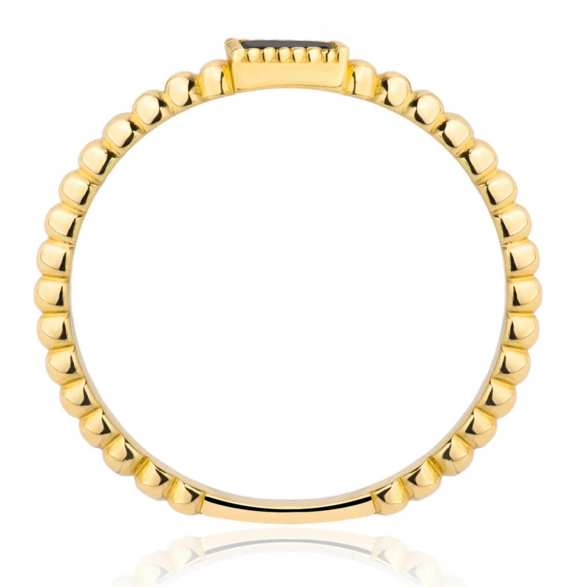 Inel Aur 8K Cu Bile și Zirconiu Negru