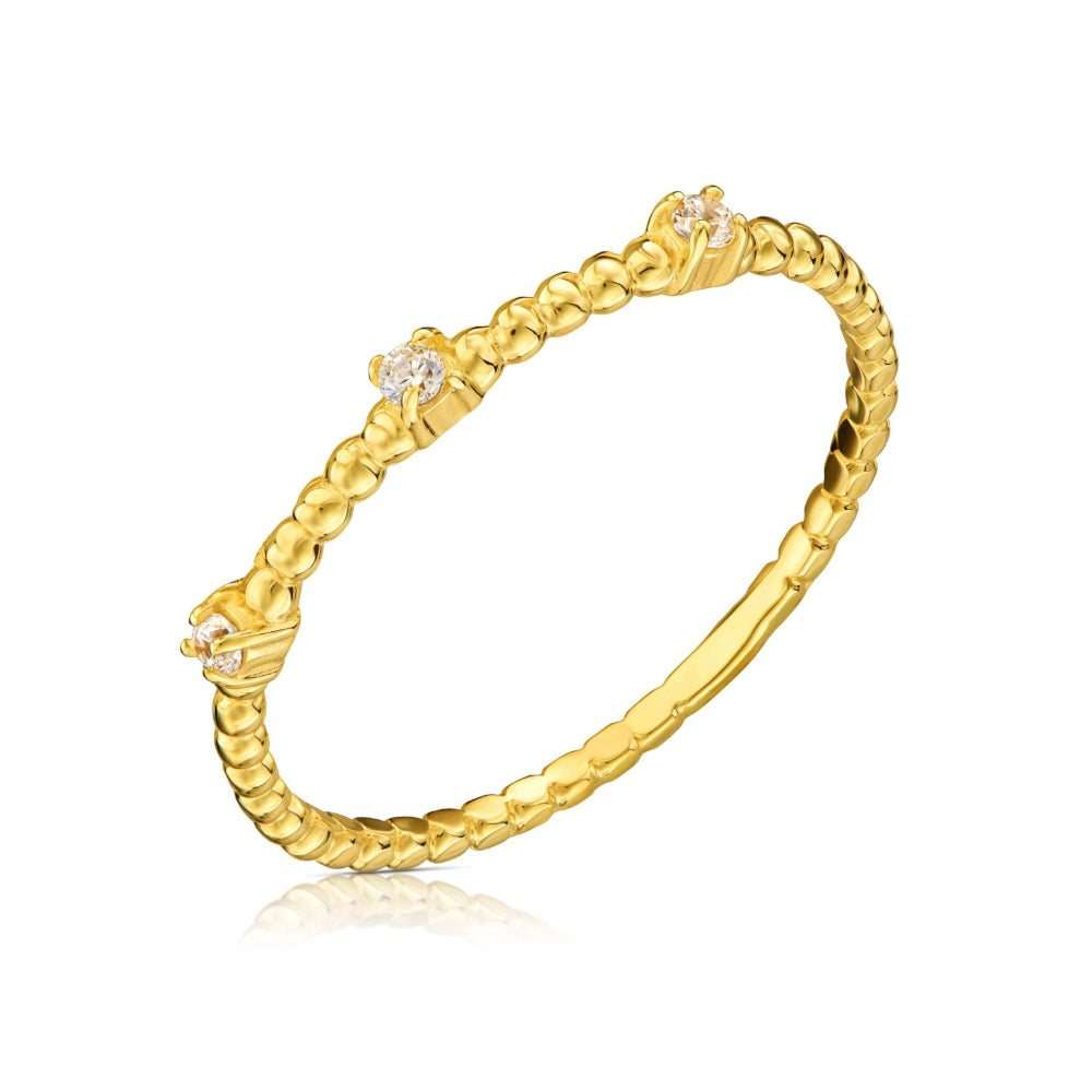 Inel Aur 8K Cu Bile și Pietre Albe