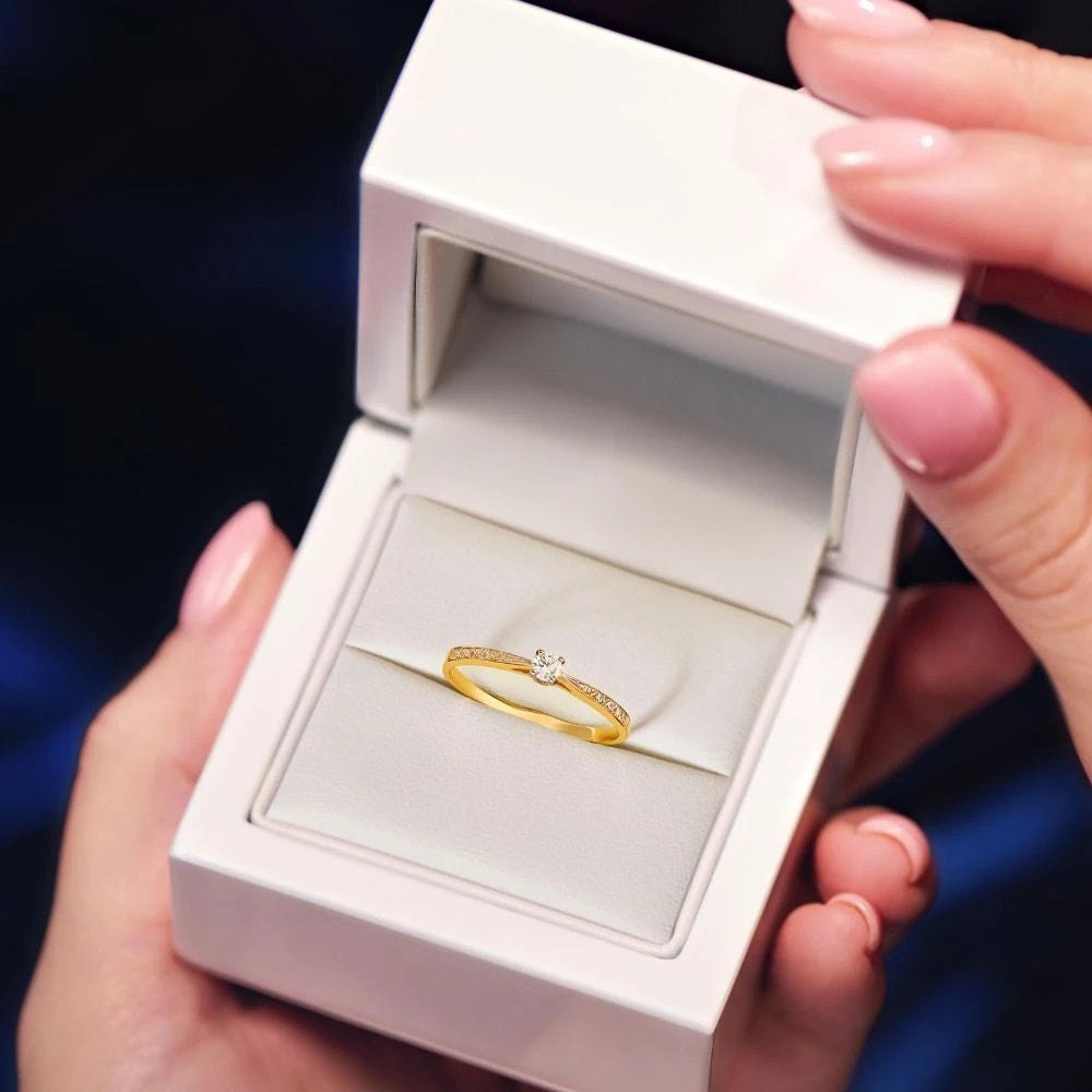 Inel de Logodnă Delicat Aur 8K cu Zirconiu