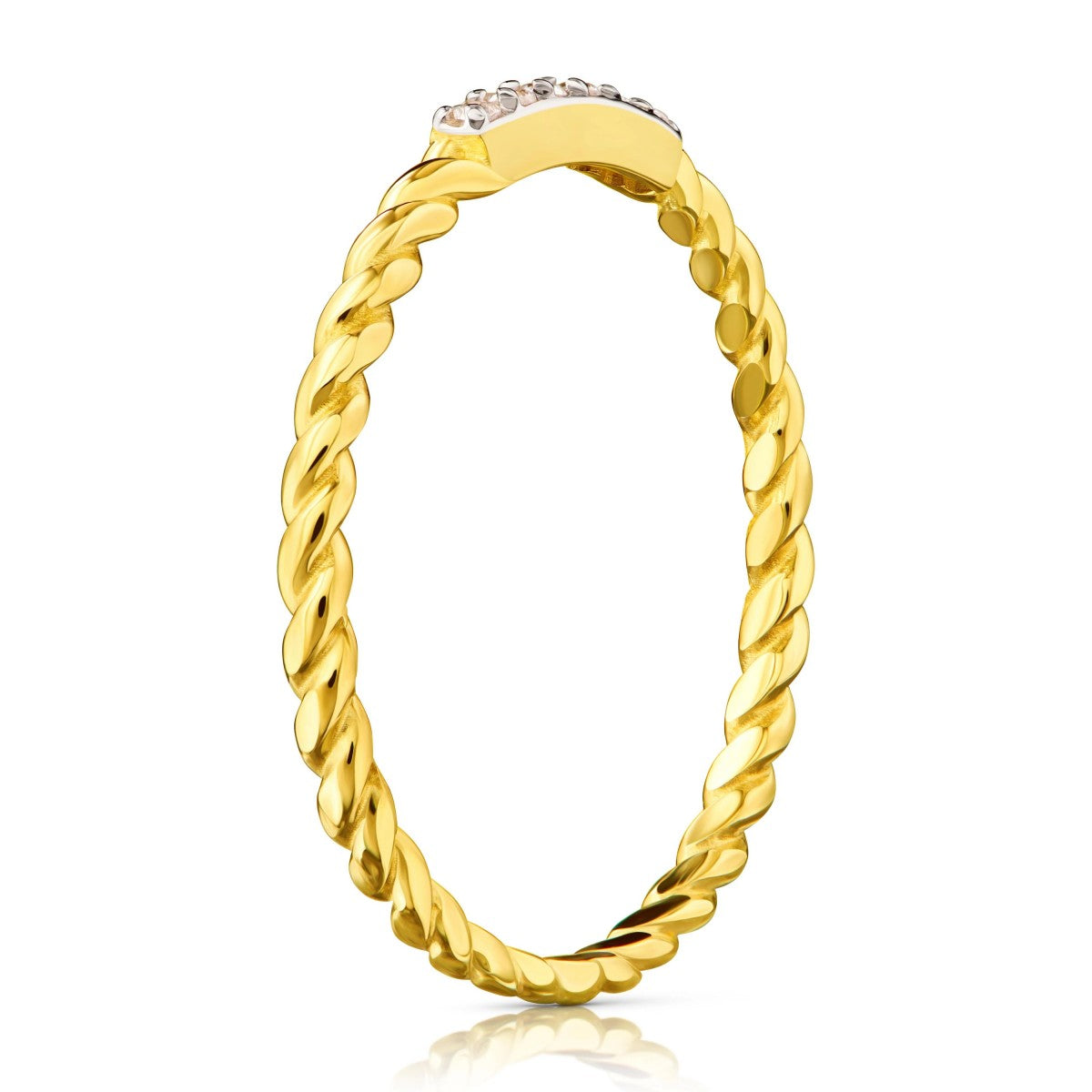 Inel Aur 8K cu Zirconii și Detalii Rotunjite
