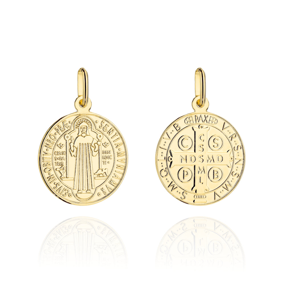 Medalion Aur 14K Sfântul Benedict - Eleganță Divină