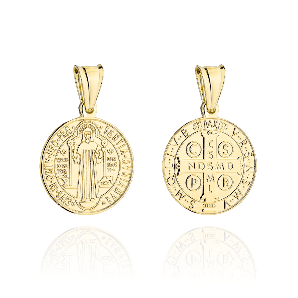 Medalion Aur 14K Sfântul Benedict - Eleganță Divină