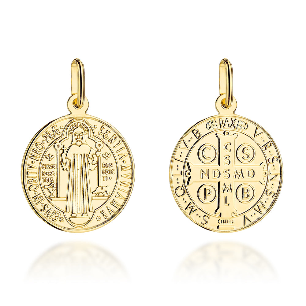Medalion Aur 14K Sfântul Benedict, Mare