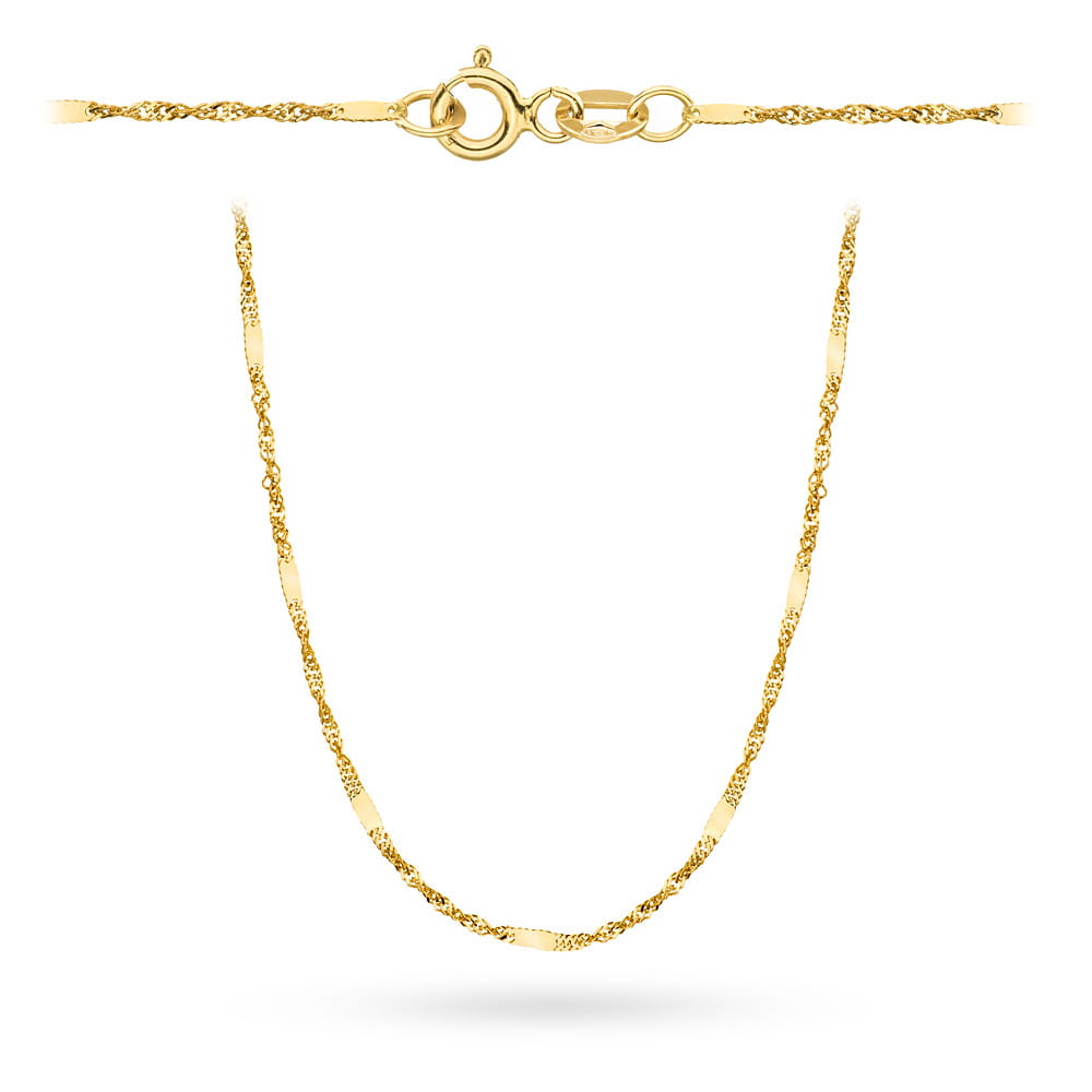 Lanț Aur 14K Împletitură Singapore cu Plăcuță 40 cm