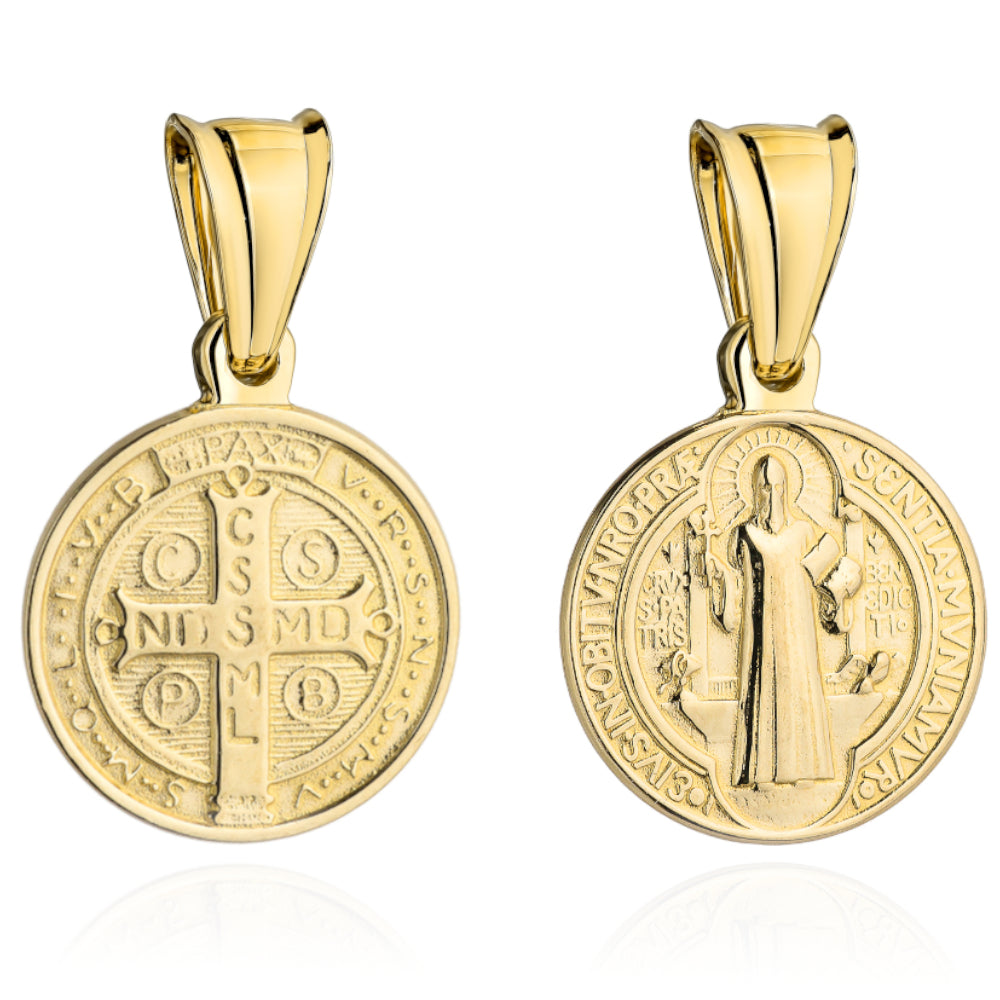 Medalion Aur 14K Sfântul Benedict Foarte Mare