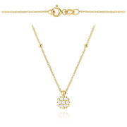 Colier Aur 14K Floare cu Zirconii și Bile Netede
