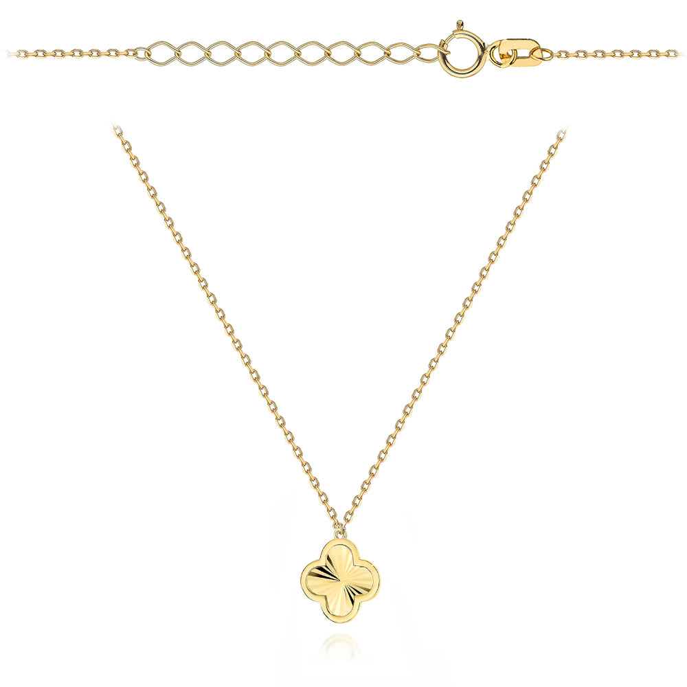 Colier Aur 14K Trifoi Diamantat în Montură Delicată