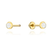Cercei Aur 14K Cu Zirconiu și Șurub - Eleganță Clasic