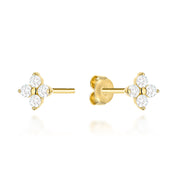 Cercei Aur 14K Floare cu Zirconii Albe