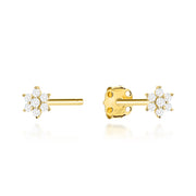 Cercei Aur 14K Floricele Delicate cu Zirconiu