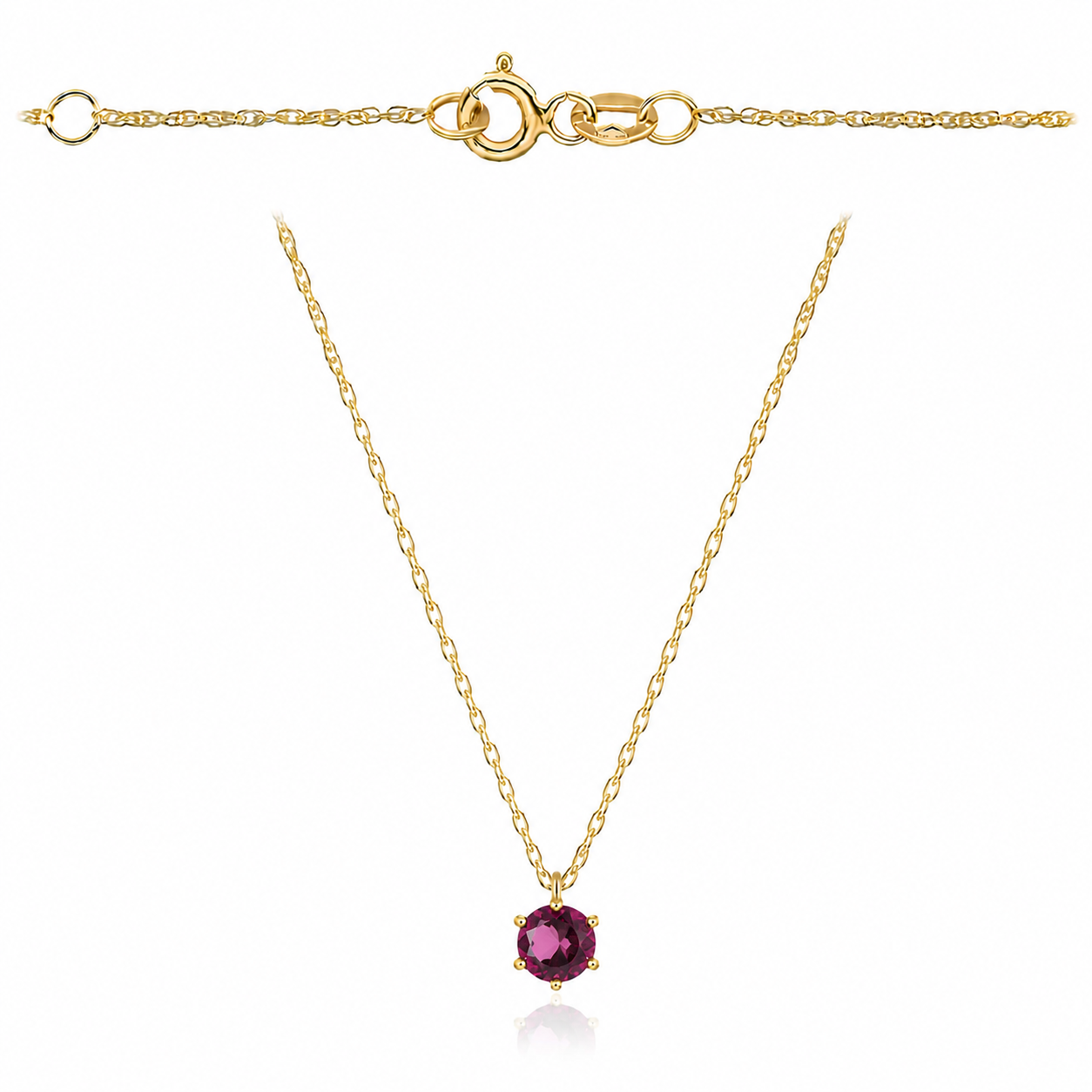 Colier Aur 14K cu Rodolit - Eleganță Rotundă