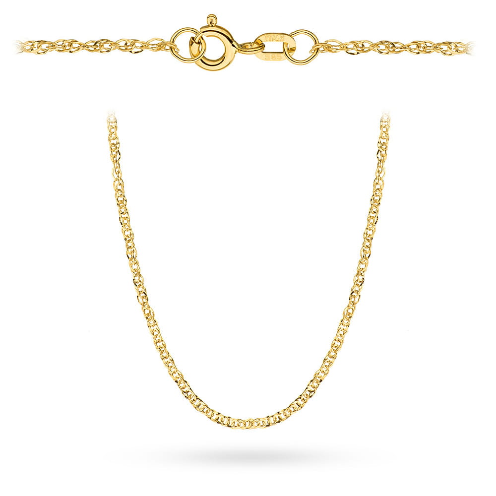 Lanț Aur 14K Împletitură Singapore Diamantată 42 cm