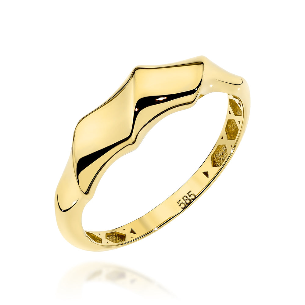 Inel din Aur 14K cu Design Valuri Fine
