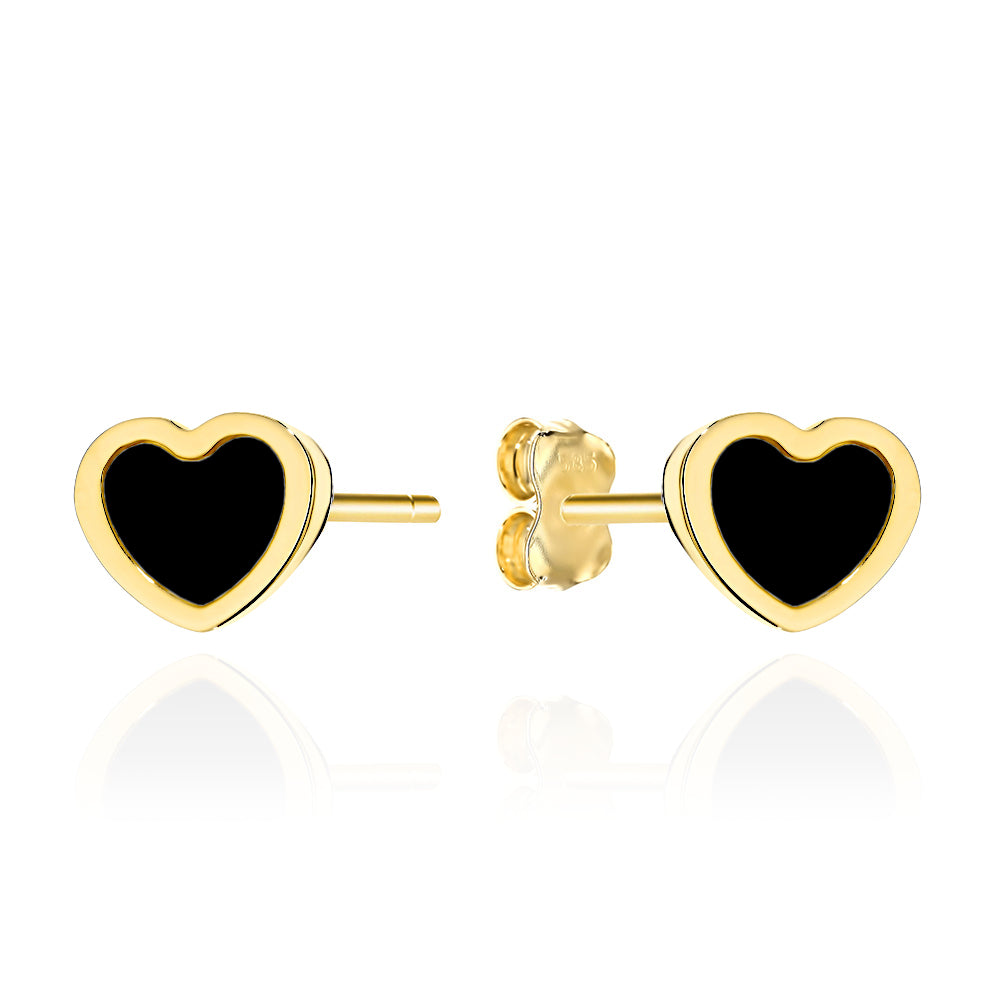 Cercei Aur 14K Inimioare cu Onix