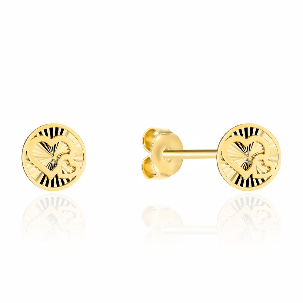 Cercei Aur 14K Inimi Împletite în Cerc Diamantat