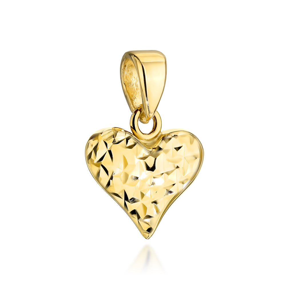Pandantiv Inimă Din Aur 14K Cu Finisaj Diamantat