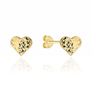 Cercei Aur 14K Inimioare Diamantate Super Ușori