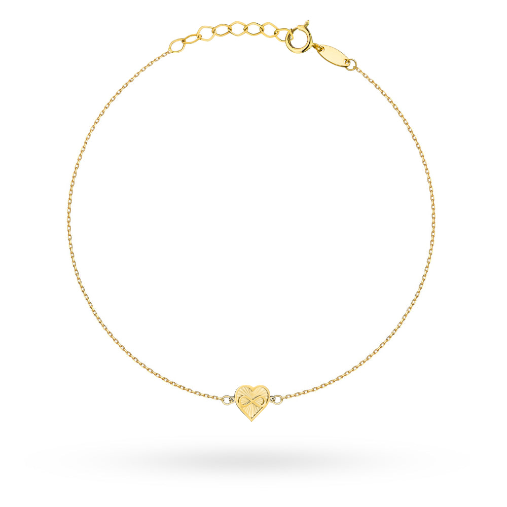 Bratara Aur 14K cu Inima Diamantata si Simbolul Infinitului