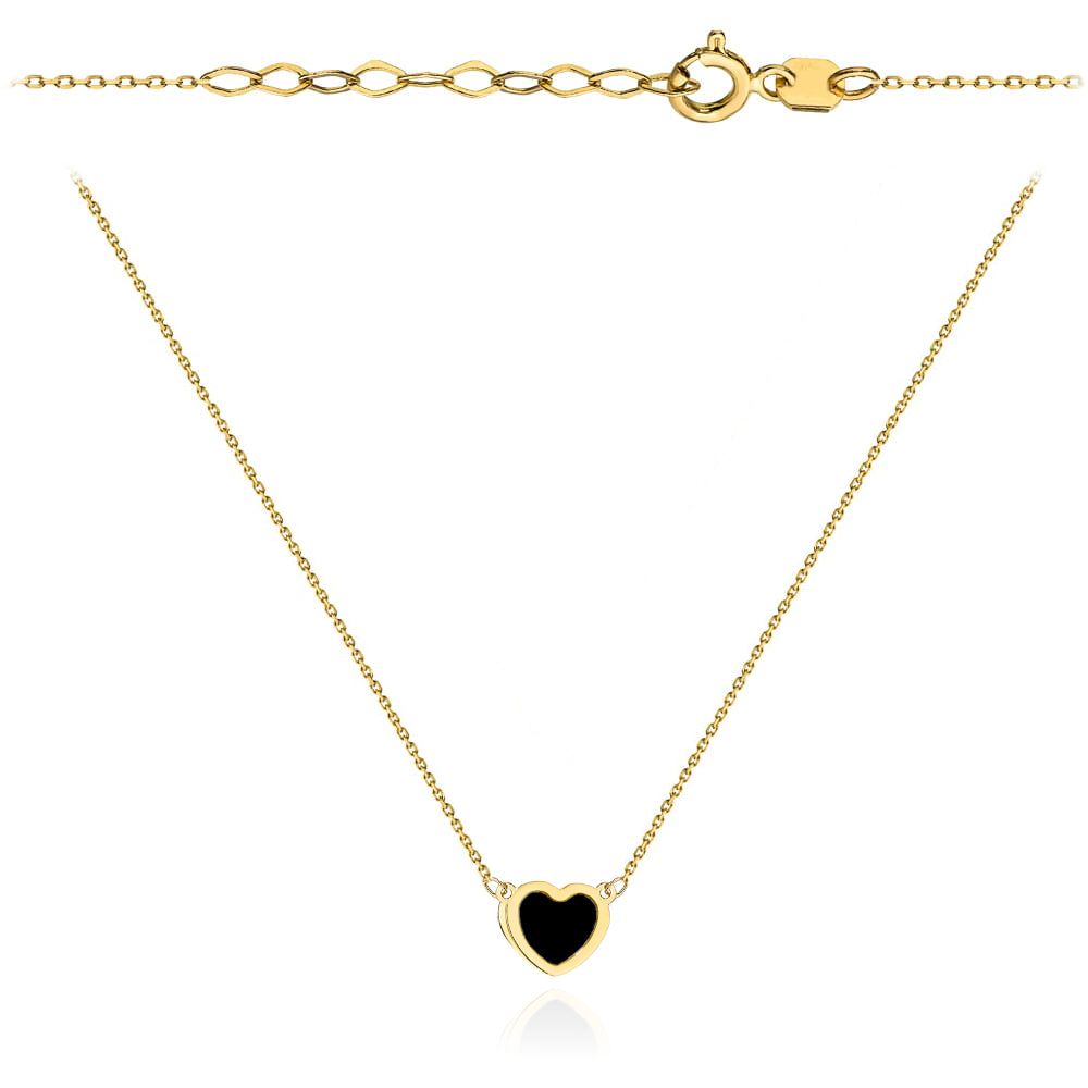 Colier Aur 14K Inimă cu Onix