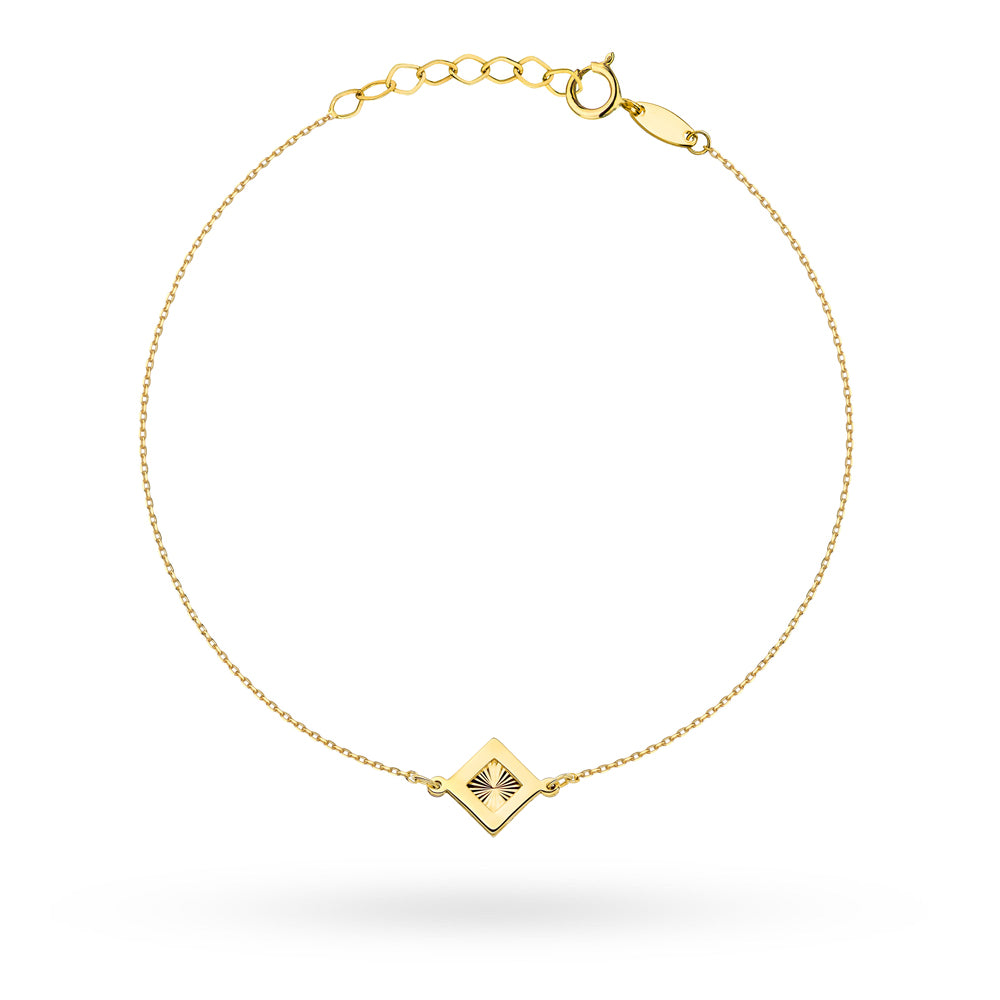 Brățară Din Aur 14K Romb Diamentat În Montură Netedă