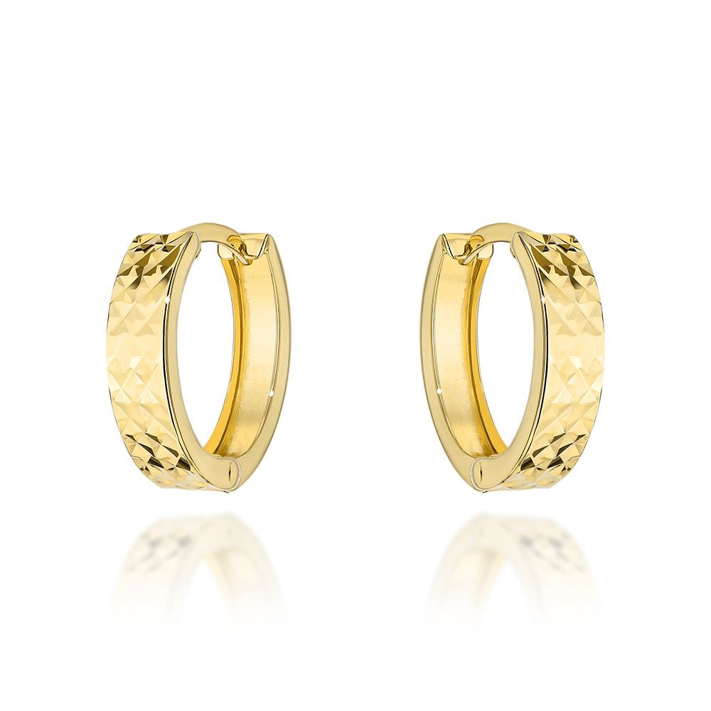 Cercei Aur 14K Rotunzi Cu Finisaj Diamantat