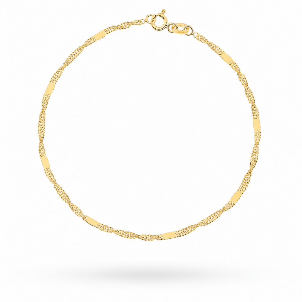 Brățară Din Aur 14K Splot Singapure Cu Plăcuță 035