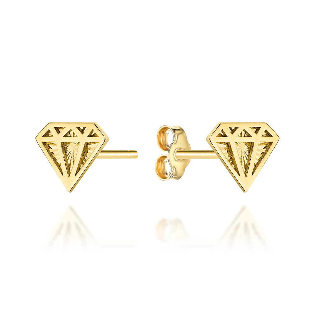 Cercei Aur 14K Diamentați Formă Diamant