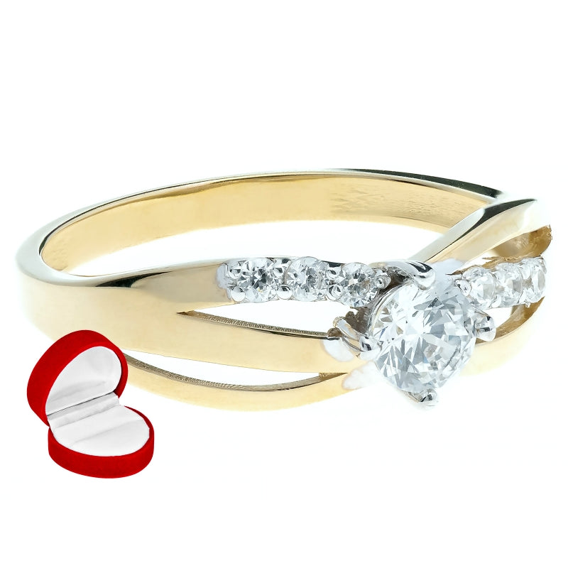 Inel Modern Elegant Aur 8K Cu Zirconii