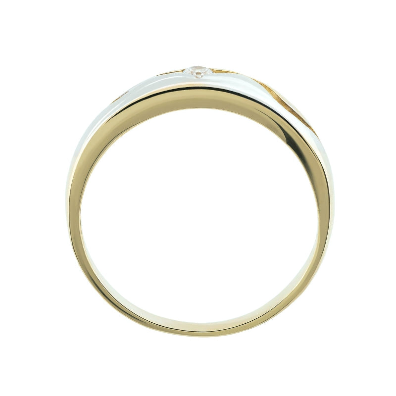 Inel Aur 8K Cu Zirconiu și Design Valuri