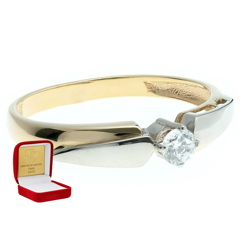 Inel Aur 8K Cu Zirconiu Design Modern