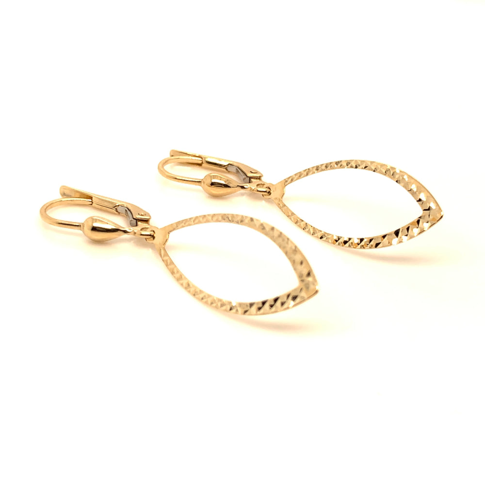 Cercei Pandantiv Oval Diamantat Aur 14K