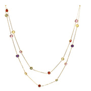 Colier Dublu cu Pietre Colorate din Aur 14K