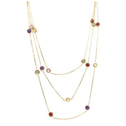 Colier Triplu cu Pietre Colorate din Aur 14K