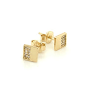 Cercei Aur 14K Cu Zirconii, Design Dublu
