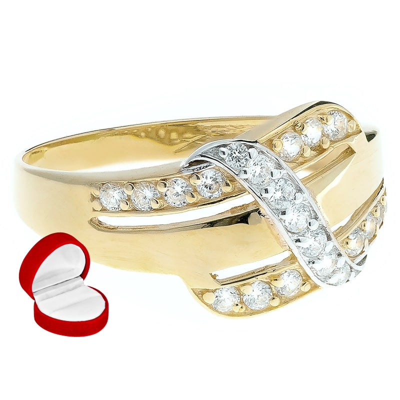 Inel Aur 8K cu Zirconii Împletit Elegant