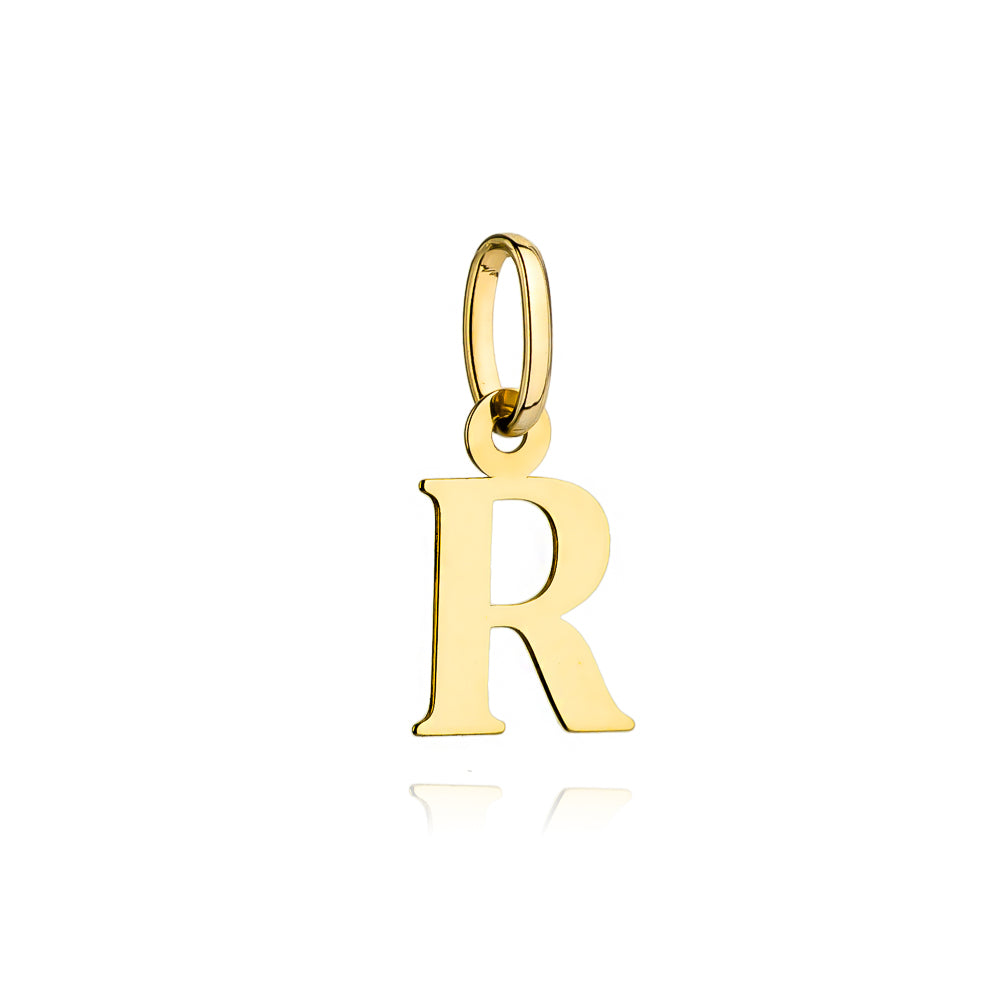 Pandantiv Aur 14k cu Litera R, 17x7 mm
