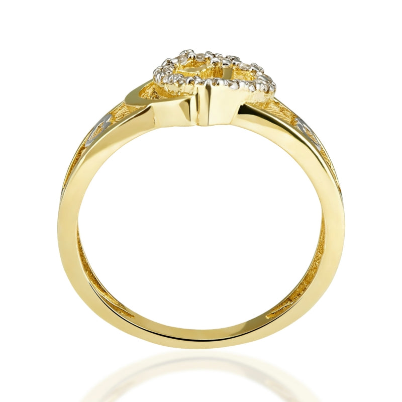 Inel Aur 8K Două Inimi cu Zirconiu