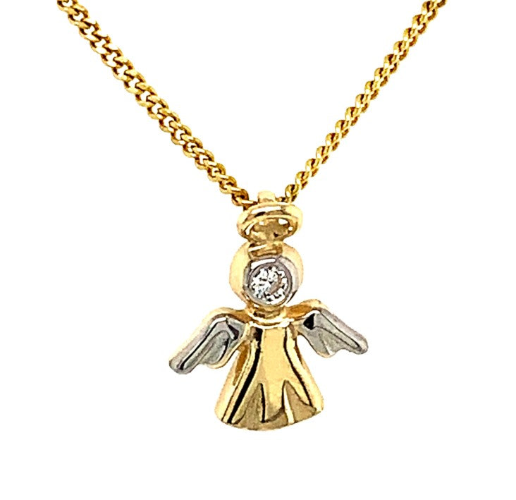 Pandantiv din Aur 14K cu Ingeras si Zirconiu
