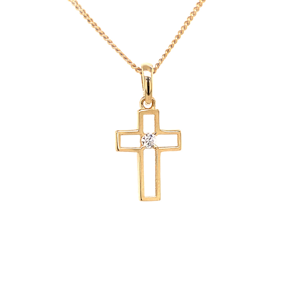 Cruce cu Zirconiu din Aur 14K