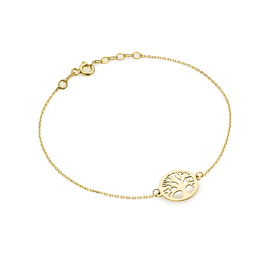 Brățară Elegantă din Aur 14K cu Simbolul Pomul Vieții în Cerc