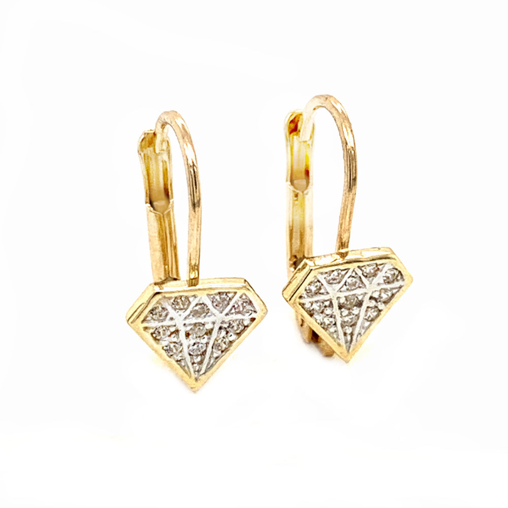 Cercei Aur cu Zirconiu în Formă de Diamant