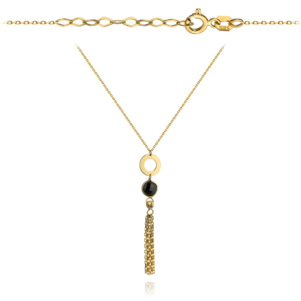 Colier cu Cerculet, Biluta si Piatra Neagra- Aur 14k