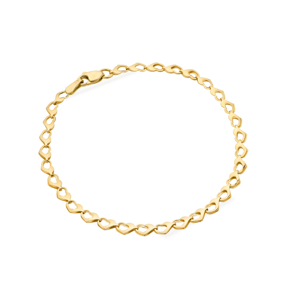 Bratara cu Inimioare Impletite- Aur 14k