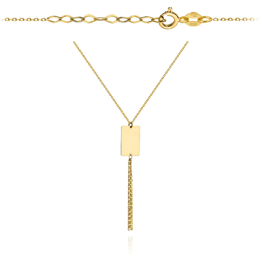 Colier cu Placuta si Franjuri- Aur 14k