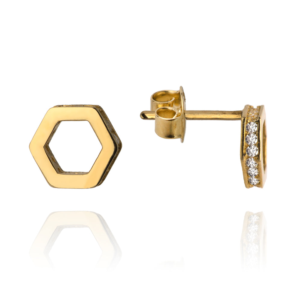 Cercei Hexagon cu Zirconiu Lateral